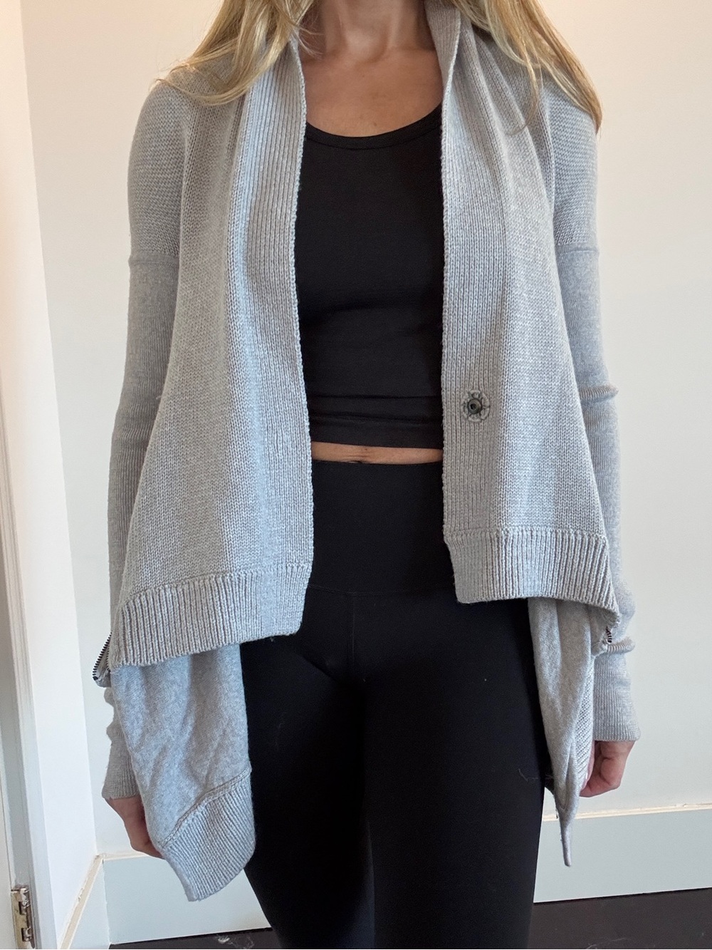 lululemon athletica Light Gray Open-Front Draped Cardigan